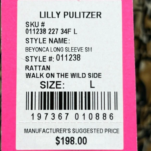 NWT Lilly Pulitzer Beyonca Long Sleeve Smocked in Rattan Walk on the Wild Side - Picture 6 of 6